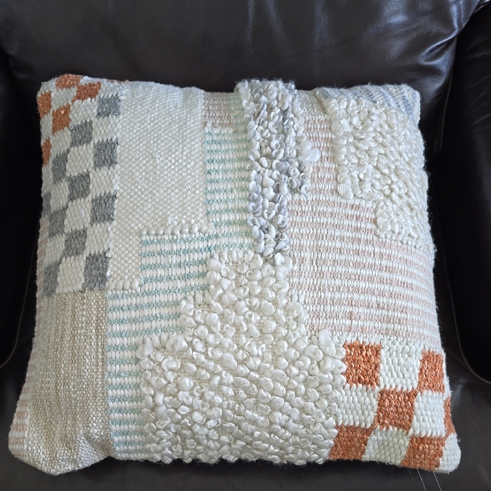 Cost Plus World Market Textured Accent Pillow - Cream, Gray, Orange